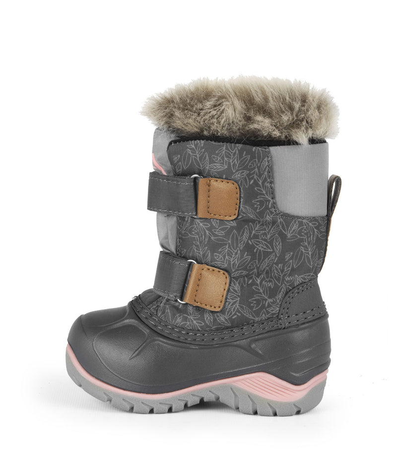 Funky, Gris et rose | Bottes d'hiver pour enfants avec feutre amovible