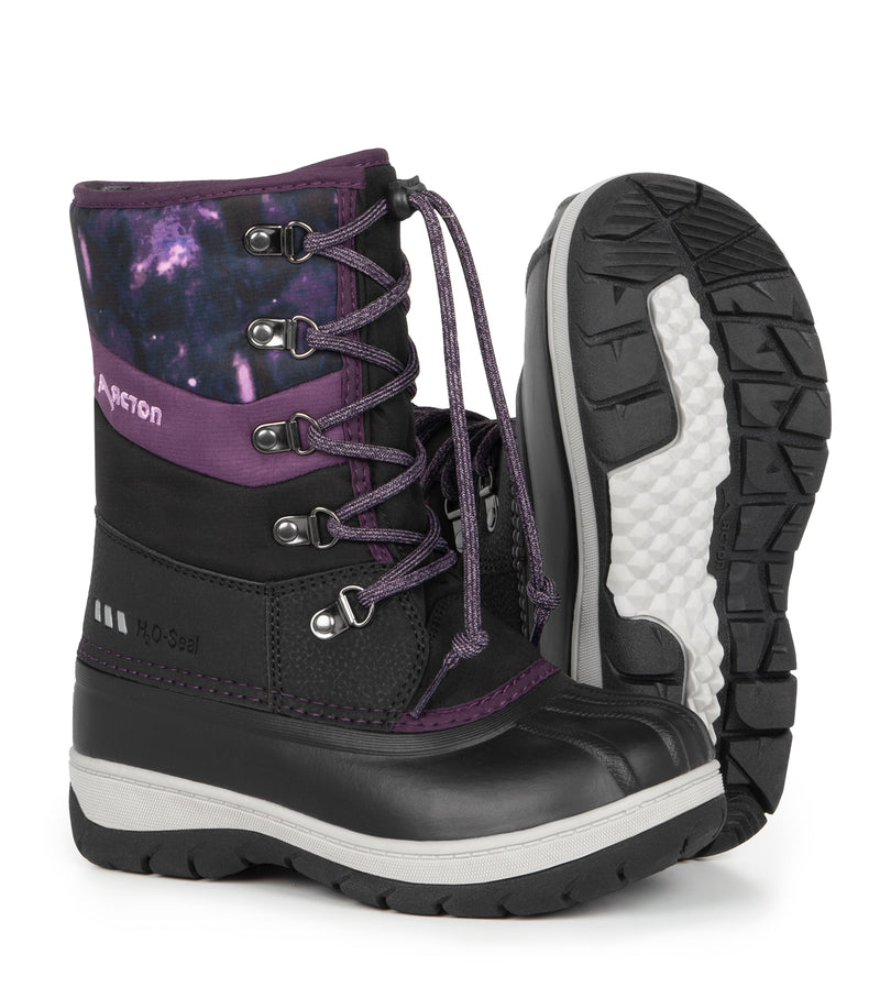 Gummy, Black & Purple | Kids Winter Boots with Removable Felt