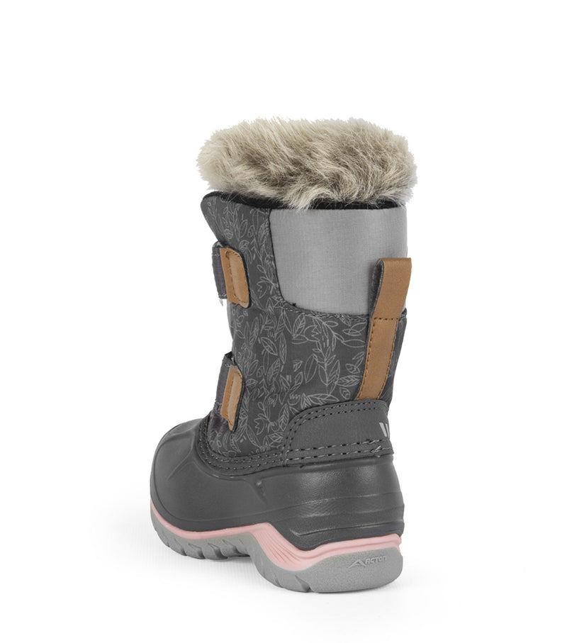 Funky, Gris et rose | Bottes d'hiver pour enfants avec feutre amovible