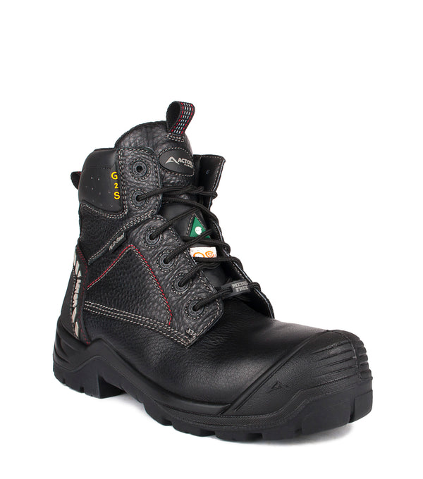 G2S, Black | 6" Leather Work Boots | 4Grip Slip Resisting Outsole