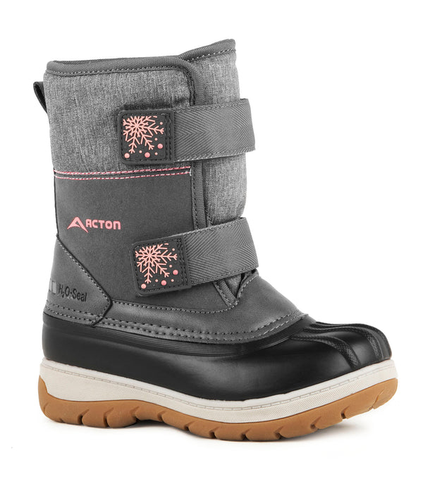 Bear, Rose et Gris  | Bottes d'hiver pour enfants avec feutre amovible