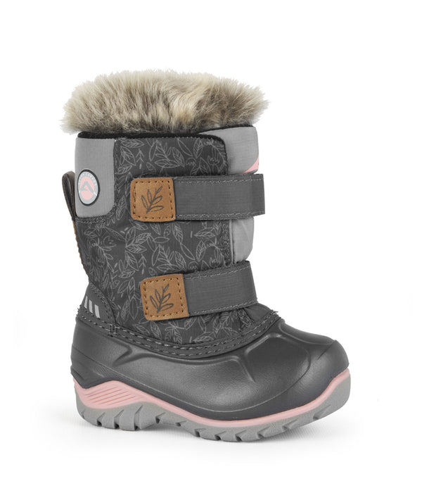 Funky, Gris et rose | Bottes d'hiver pour enfants avec feutre amovible