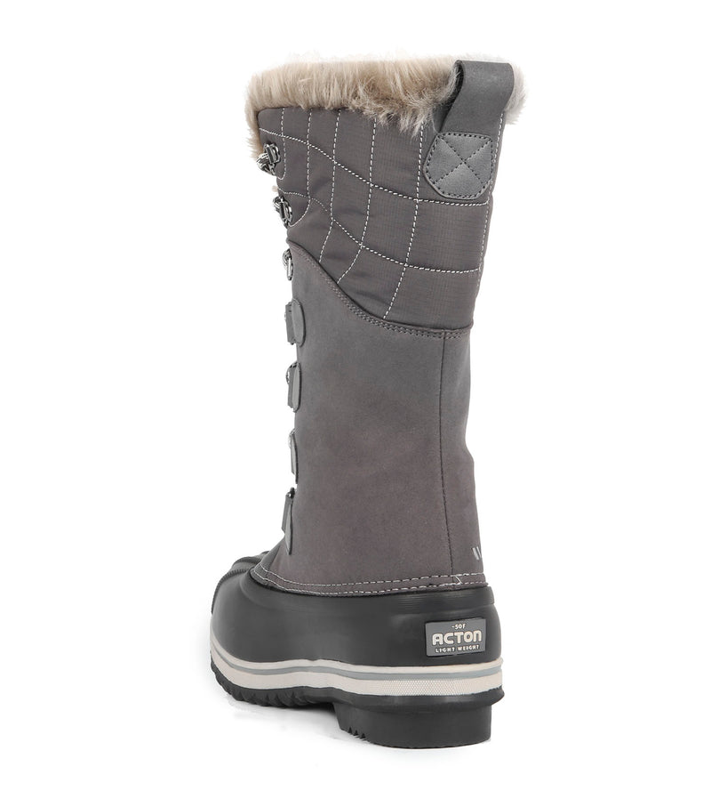  Emma, Grey | 12'' Women's Winter Boots | Removable Felt