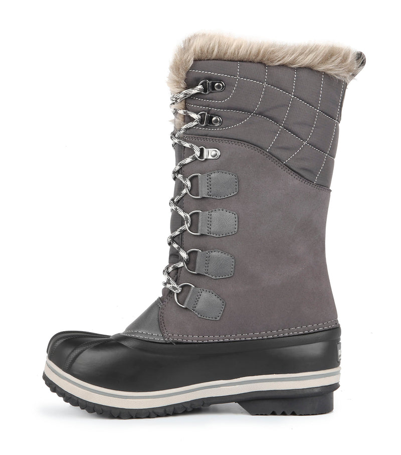  Emma, Grey | 12'' Women's Winter Boots | Removable Felt