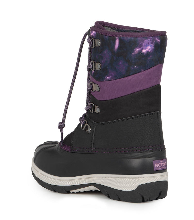 Gummy, Noir et Mauve | Bottes d'hiver pour enfants avec feutre amovibl