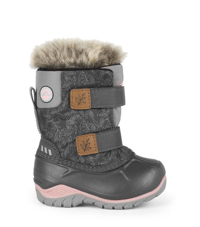 Funky, Gris et rose | Bottes d'hiver pour enfants avec feutre amovible