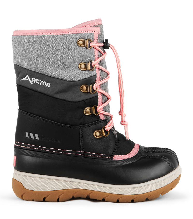 Gummy , Grey & Pink | Kids Winter Boots with Removable Felt