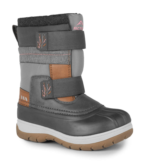 Taffy, Pink & Grey | Kids Winter Boots with Removable Felt