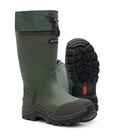 Quest, Green | 14'' Insulated Hunting and Fishing Rubber Rain Boots