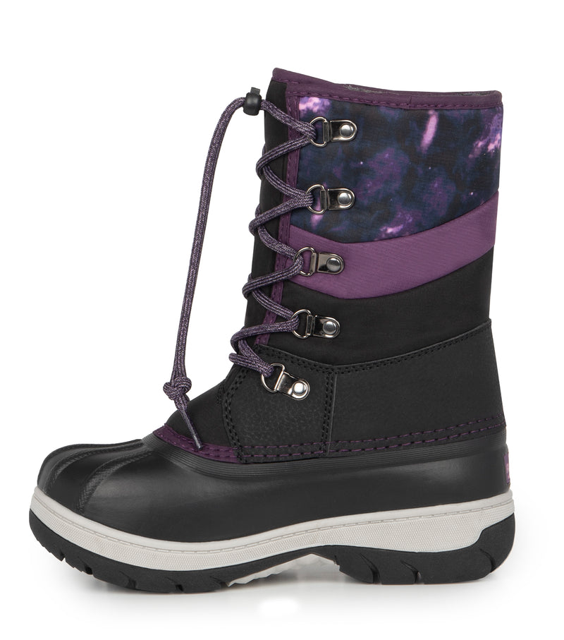 Gummy, Noir et Mauve | Bottes d'hiver pour enfants avec feutre amovibl
