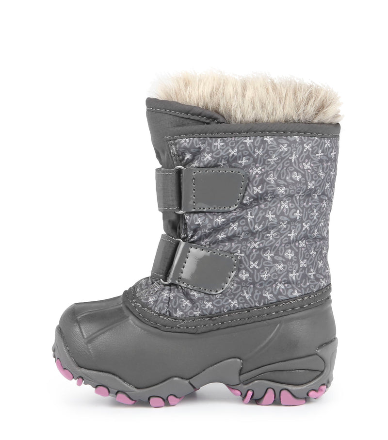 Giggle, Grey & Pink | Babies Winter Boots with Removable Felt